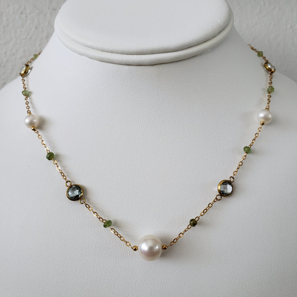 Semi-Precious Gemstone & Pearl Necklace