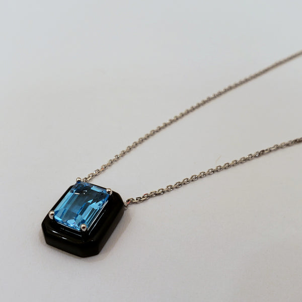 Blue Topaz & Onyx Necklace