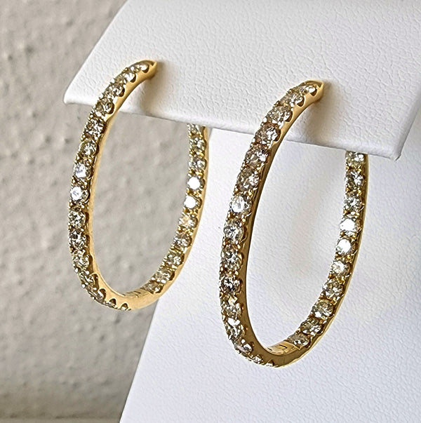 Oval Diamond Hoop Earrings