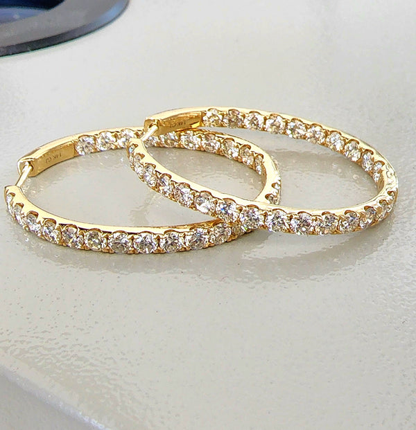 Oval Diamond Hoop Earrings