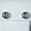 Emerald & Sapphire & Diamond Stud Earrings