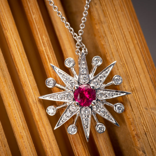 Ruby & Diamond Starburst Necklace