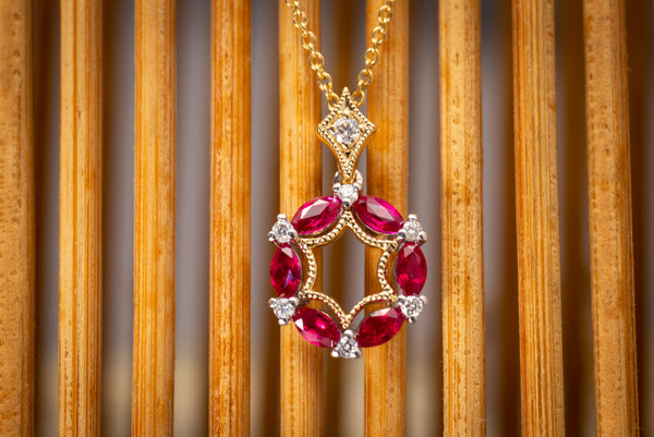 Ruby & Diamond Circle Necklace