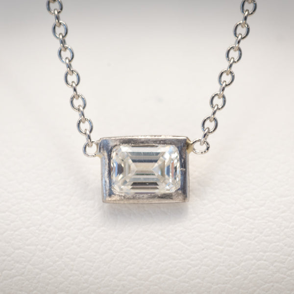 Emerald Cut Diamond Solitaire Necklace