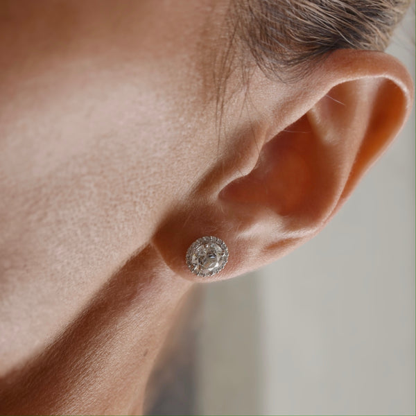 Diamond Stud Halo Earrings