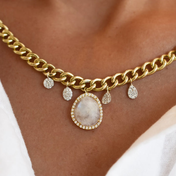 Moonstone & Diamond Necklace